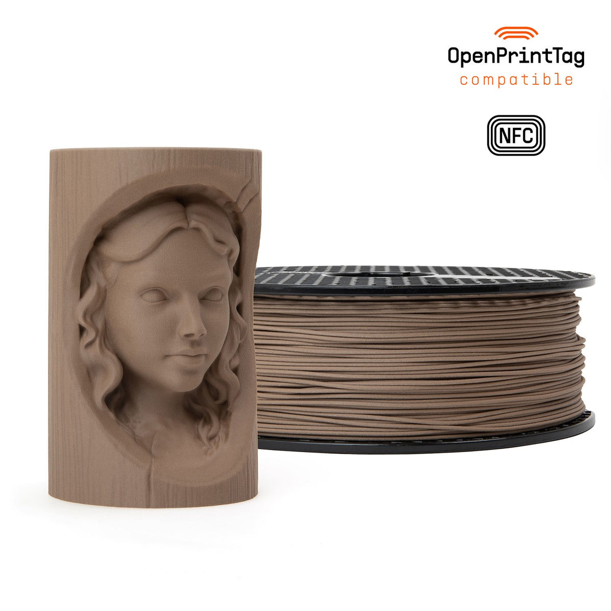 Prusament Woodfill 1 kg (NFC) — Pastel Brown 1 kg spool
