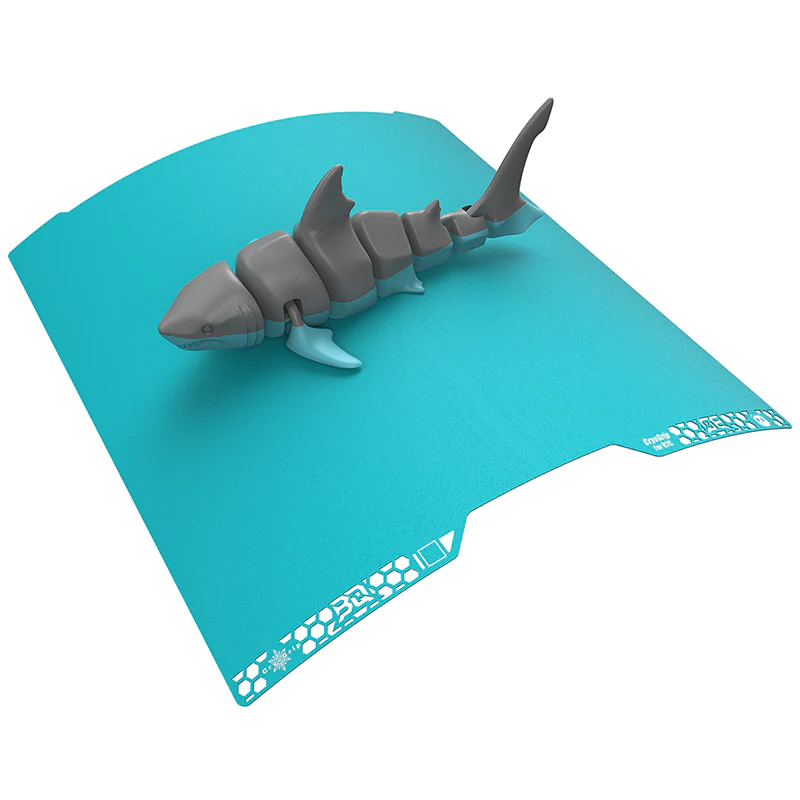 Articulated shark model on a BIQU CryoGrip build plate