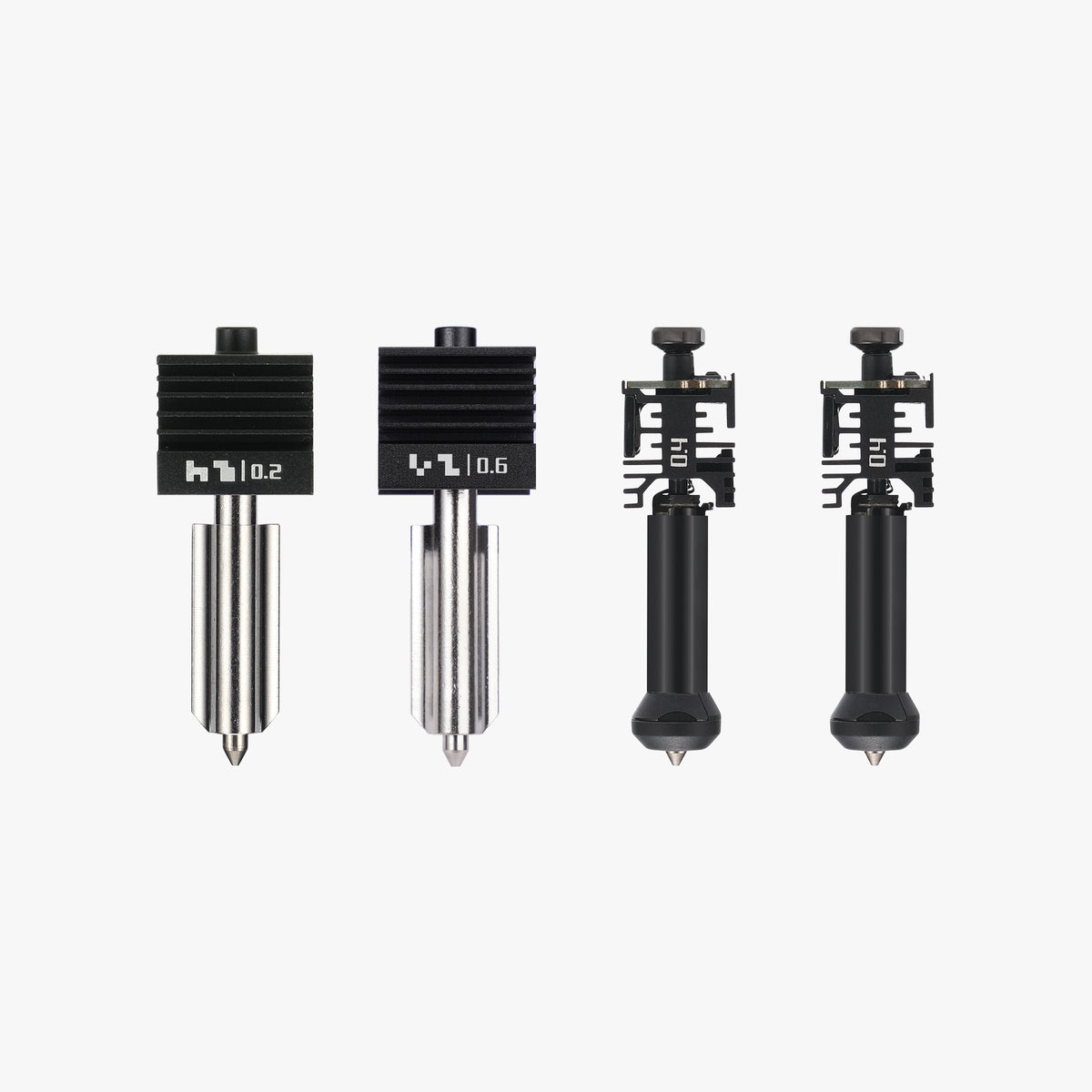 Vortek Utility Hotends Bundle for H2C — 0.2 mm left, 0.6 mm left, two 0.4 mm right induction hotends