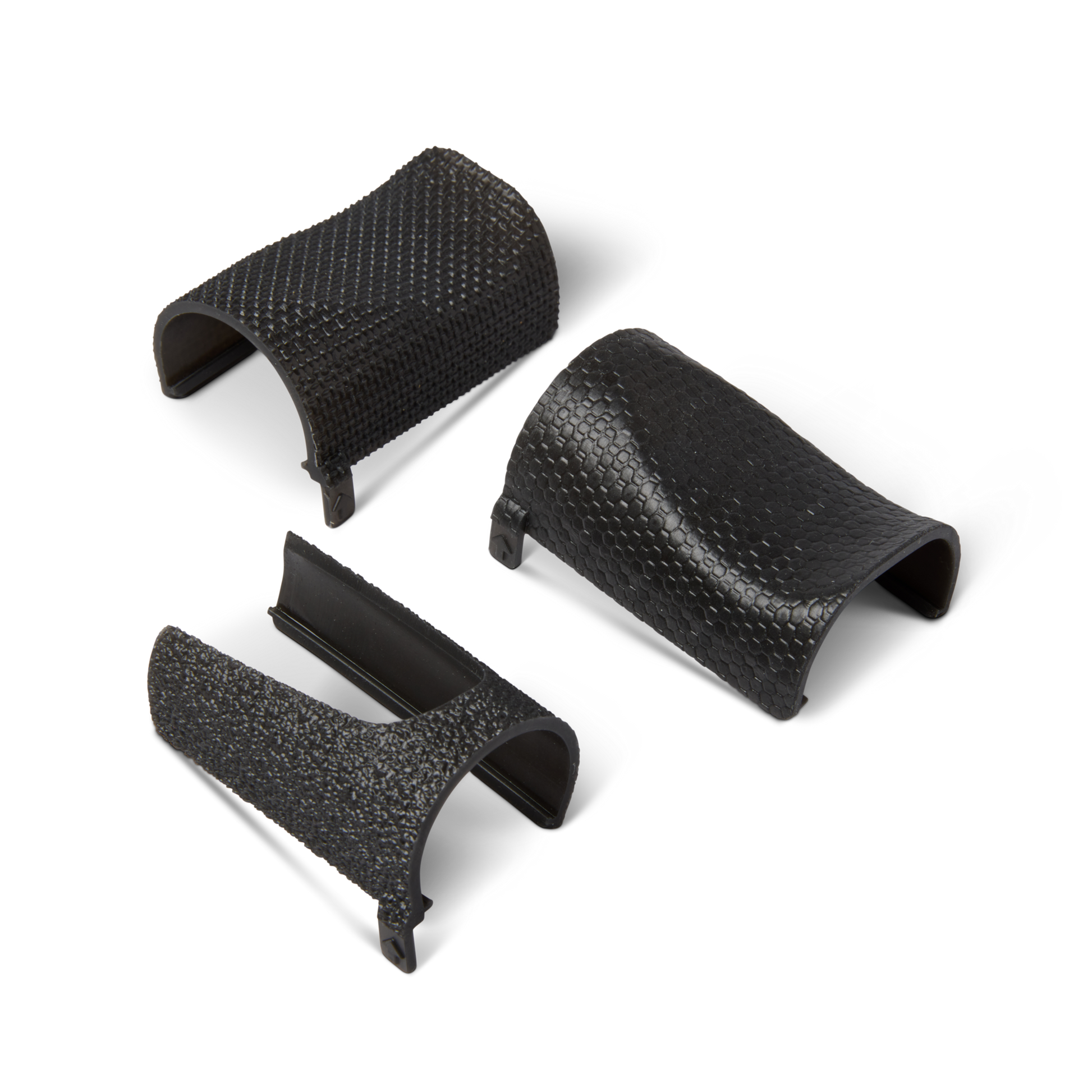 Black textured samples printed in Formlabs Flexible 80A Resin V2