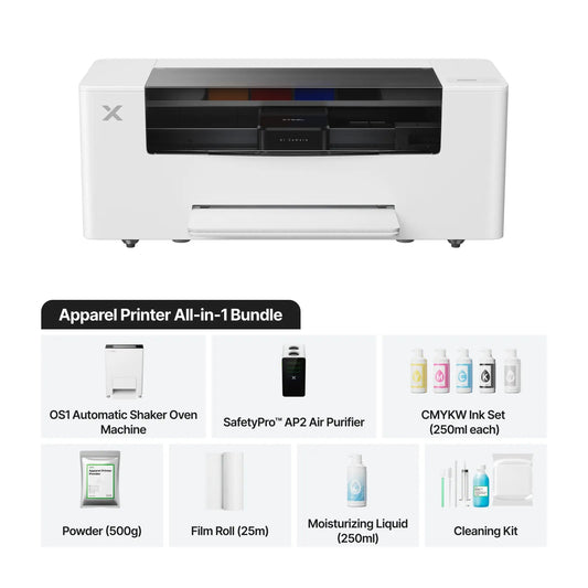 xTool Apparel Printer All-in-One Bundle with DTF printer and shaker oven