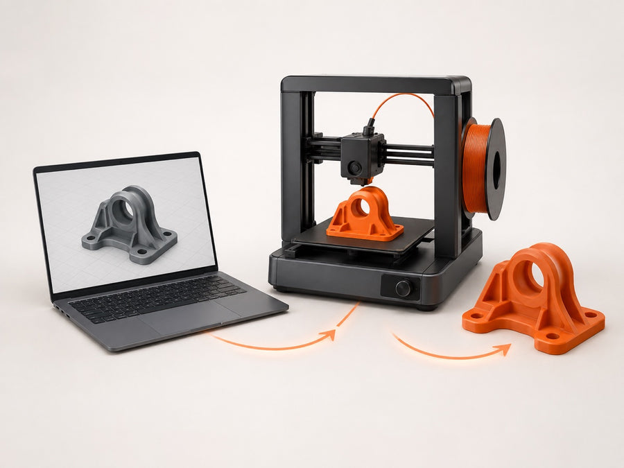 Print on demand workflow from CAD model to finished 3D-printed part