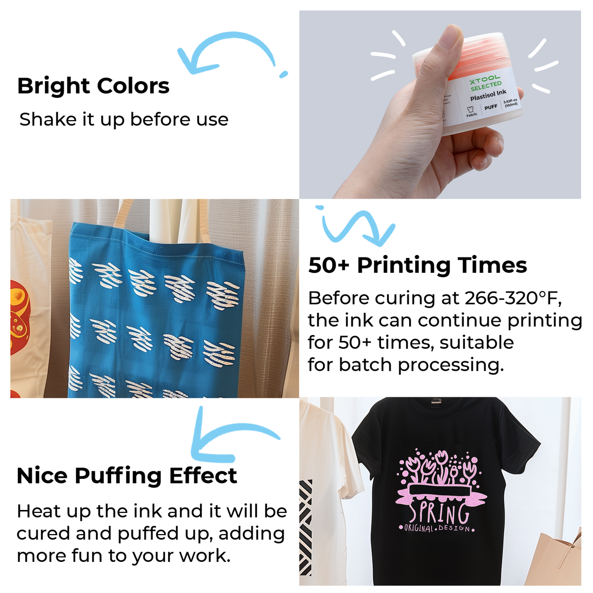 Puff Plastisol Ink - 100 ml x 4 — official xTool product image 5
