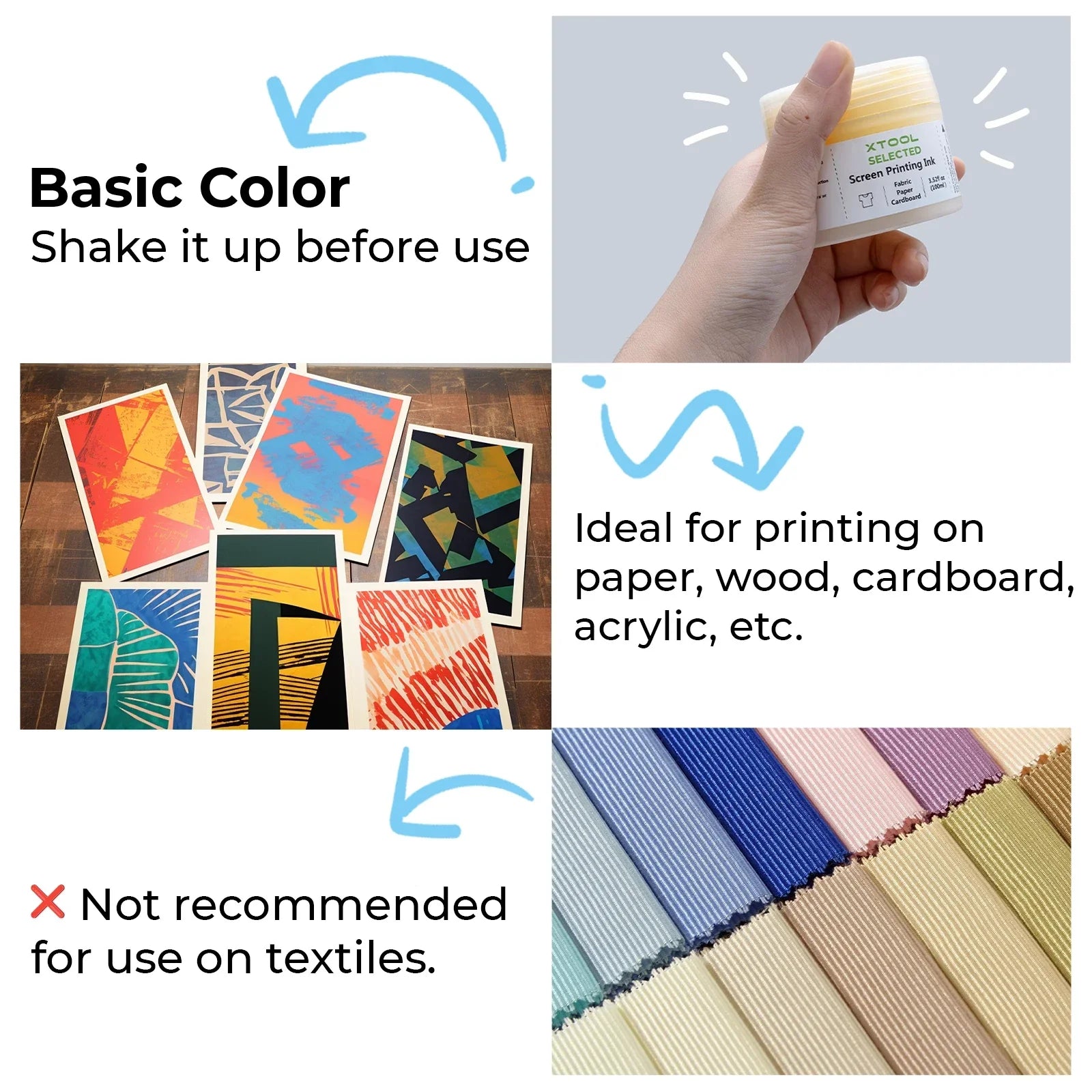 Basic Color Acrylic Screen Printing Ink Set - 100 ml x 6 — official xTool product image 4